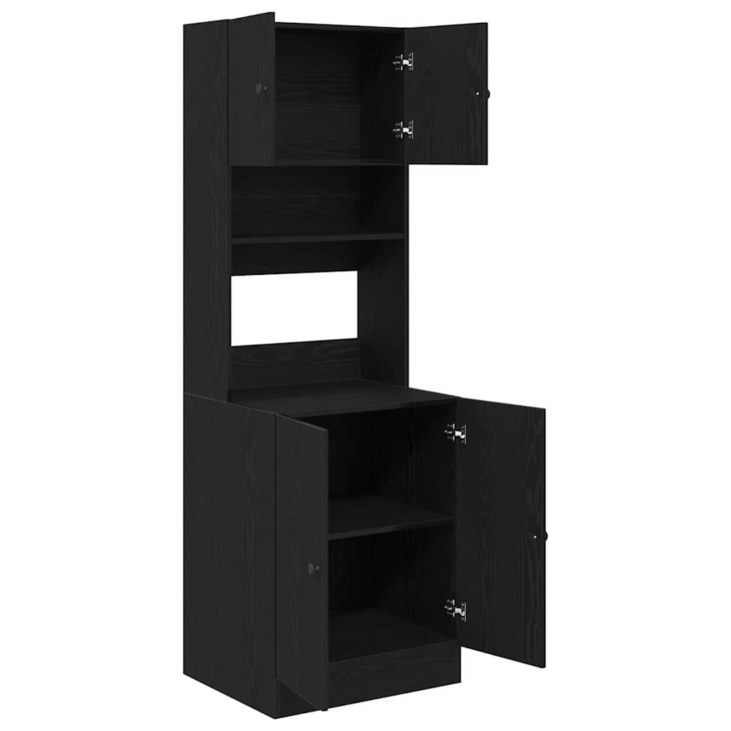 Köksskåp med hylla Svart ek 60 x 50 x 180 cm Konstruerat trä