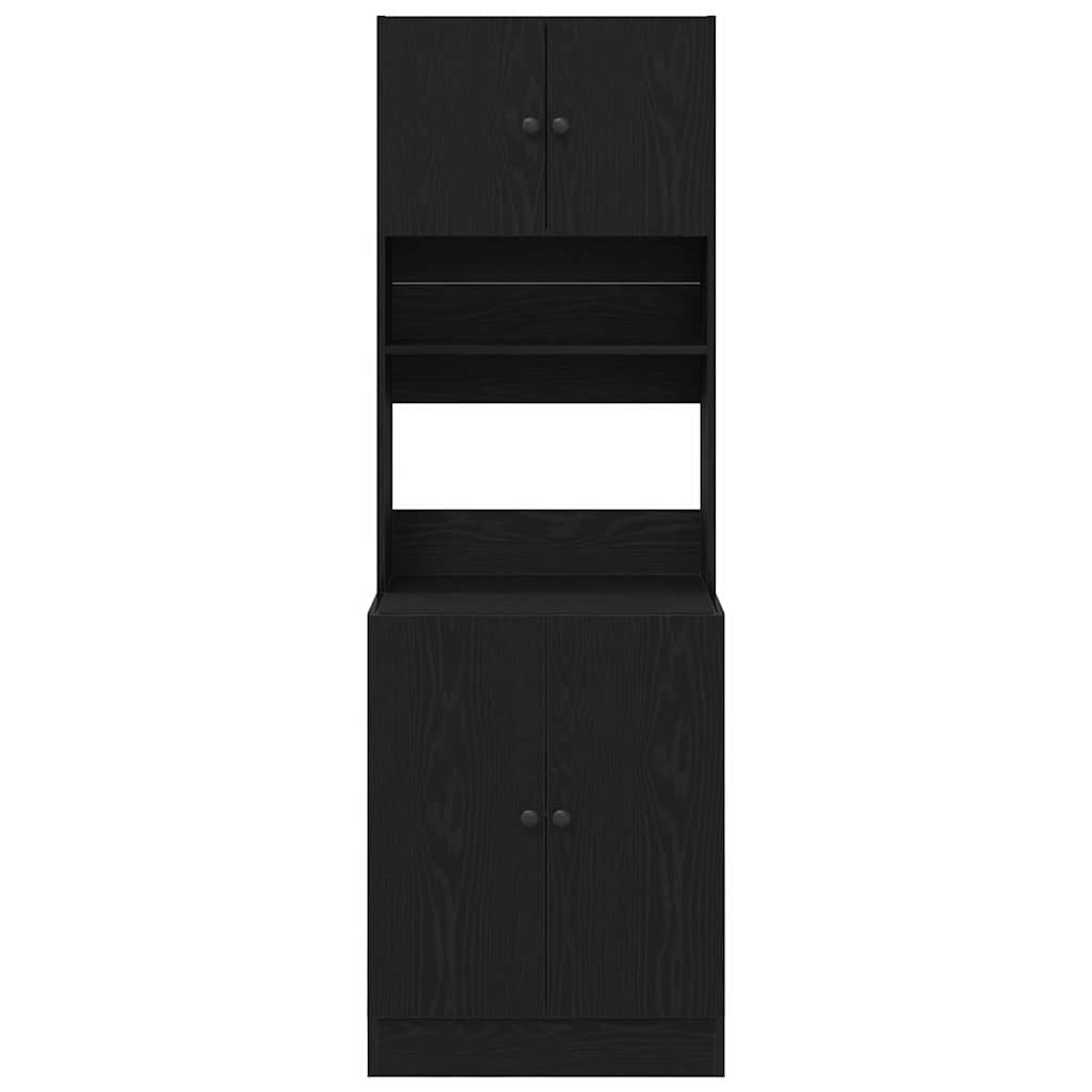Köksskåp med hylla Svart ek 60 x 50 x 180 cm Konstruerat trä