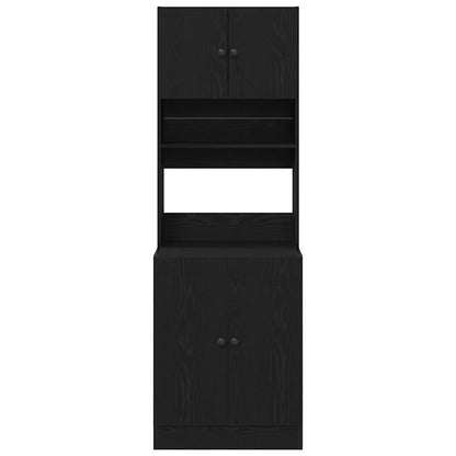 Köksskåp med hylla Svart ek 60 x 50 x 180 cm Konstruerat trä