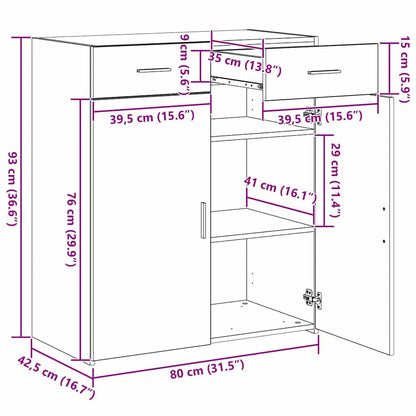 Förvaringsskåp artisan ek 80 x 42.5 x 93.5 cm Konstruerat trä