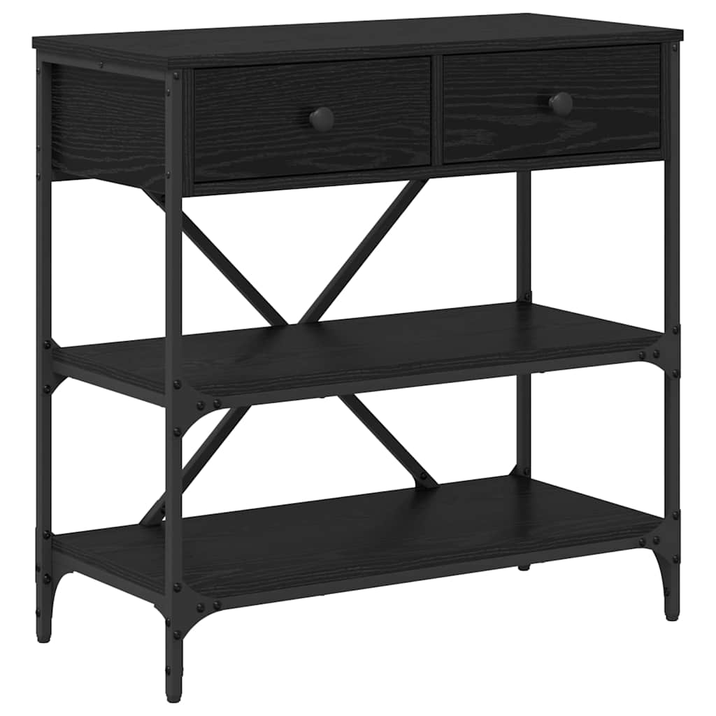 Avlastningsbord Konsollbord Svart Ek med låda med hylla Övrigt med lagring