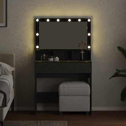 Sminkbord Smyckebord med låda Svart Ek 80 x 41 x 134.5 cm