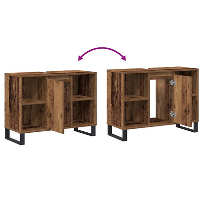 Badrumsunderskåp Åldrat Trä 80 x 33 x 60 cm