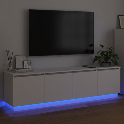 TV-skåp med LED Vit 180 x 38 x 49 cm Konstruerat trä