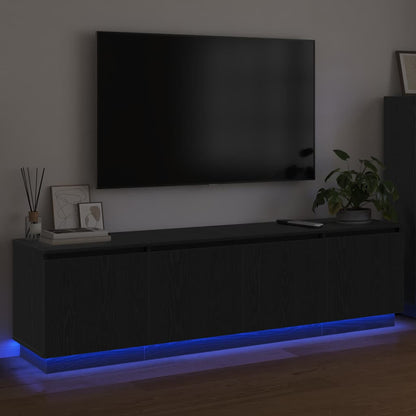 TV-skåp med LED Svart ek 180 x 38 x 49 cm Konstruerat trä