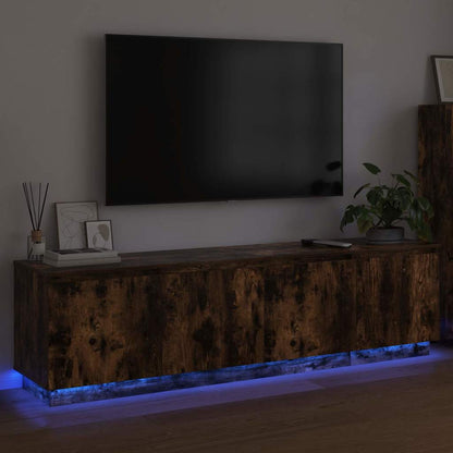 TV-skåp med LED Rökfärgad ek 180 x 38 x 49 cm Konstruerat trä