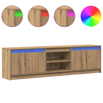 TV-skåp med LED -remsljus Brun 182 x 34 x 50 cm Konstruerat trä