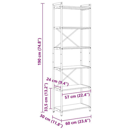 Bokhylla Åldrat Trä 60 x 30 x 188 cm