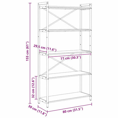 Bokhylla Åldrat Trä 80 x 30 x 153 cm