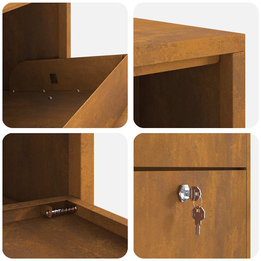 Brevlåda Paketbox med lagring med dörr Brun 44 x 22 x 82 cm Stål