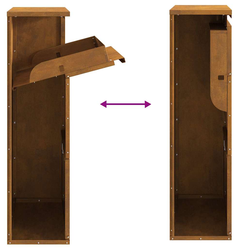 Brevlåda Paketbox med lagring med dörr Brun 44 x 22 x 82 cm Stål