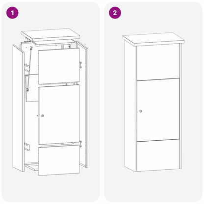 Brevlåda Paketbox Vit 44.5 x 29 x 110.5 cm Stål