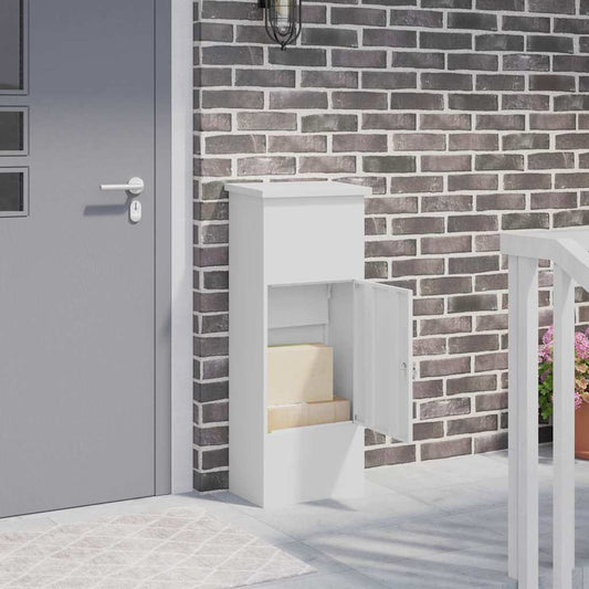 Brevlåda Paketbox Vit 44.5 x 29 x 110.5 cm Stål