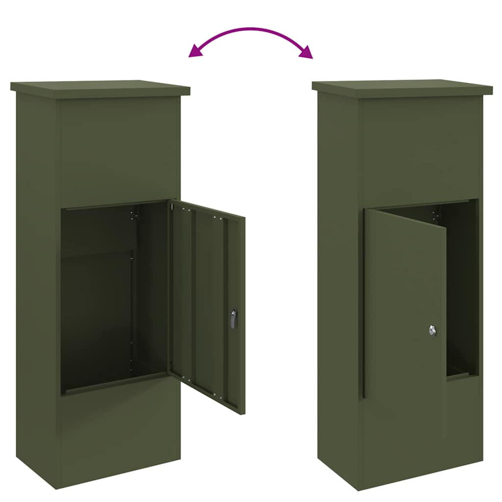 Brevlåda Paketbox Olivgrön 44.5 x 29 x 110.5 cm Stål