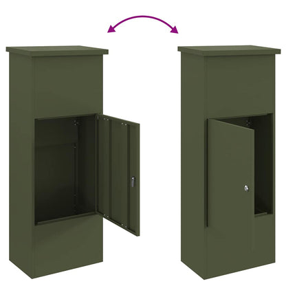 Brevlåda Paketbox Olivgrön 44.5 x 29 x 110.5 cm Stål