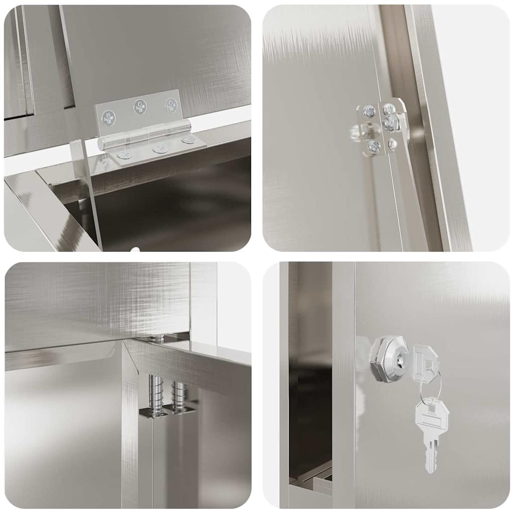 Brevlåda Paketbox Svart 44.5 x 29 x 110.5 cm Rostfritt stål