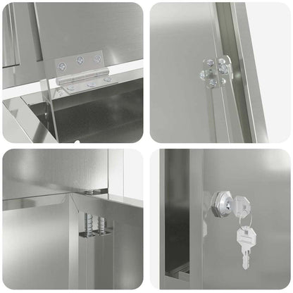 Brevlåda Paketbox Svart 44.5 x 29 x 110.5 cm Galvaniserat stål