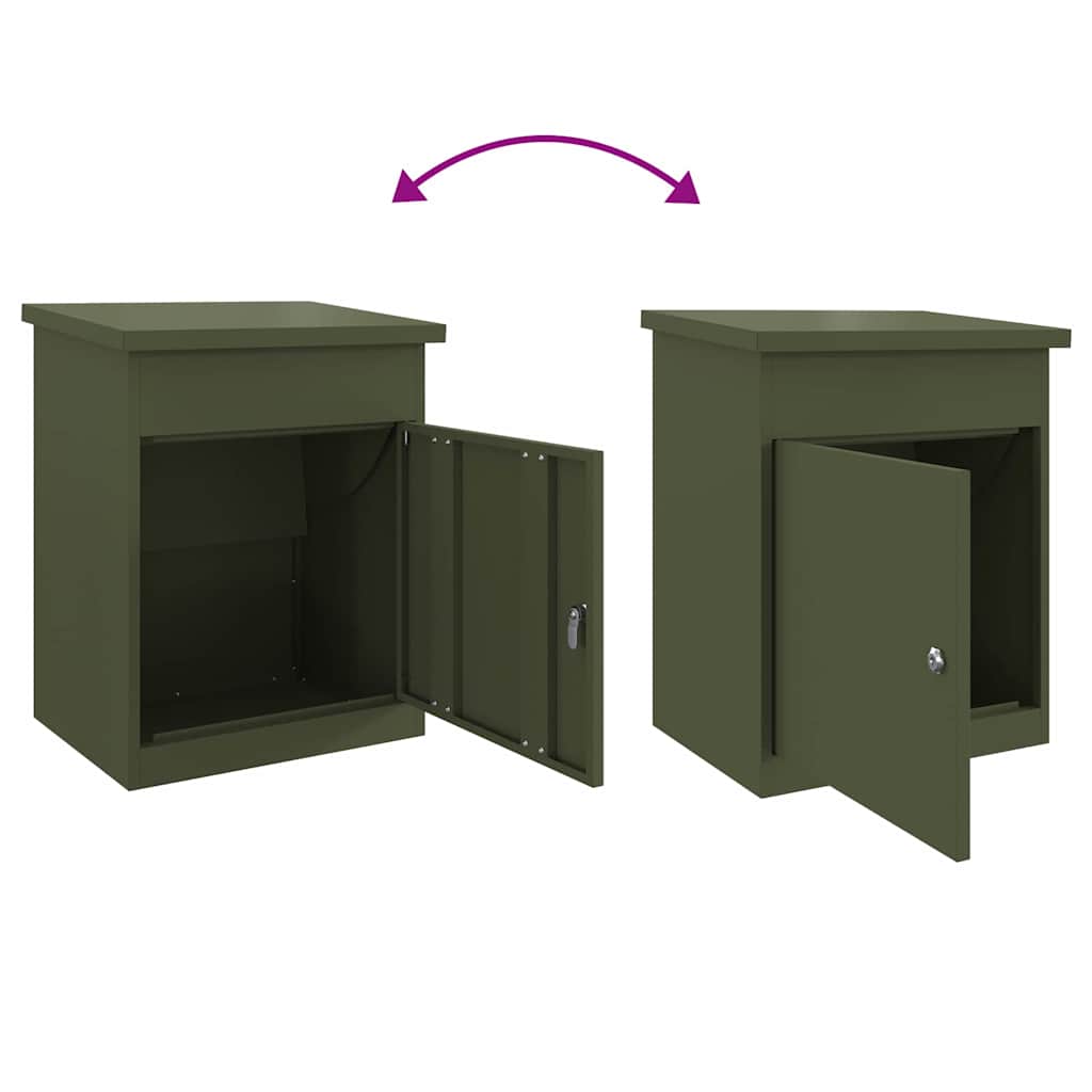 Brevlåda Paketbox Olivgrön 44 x 35 x 59 cm Stål