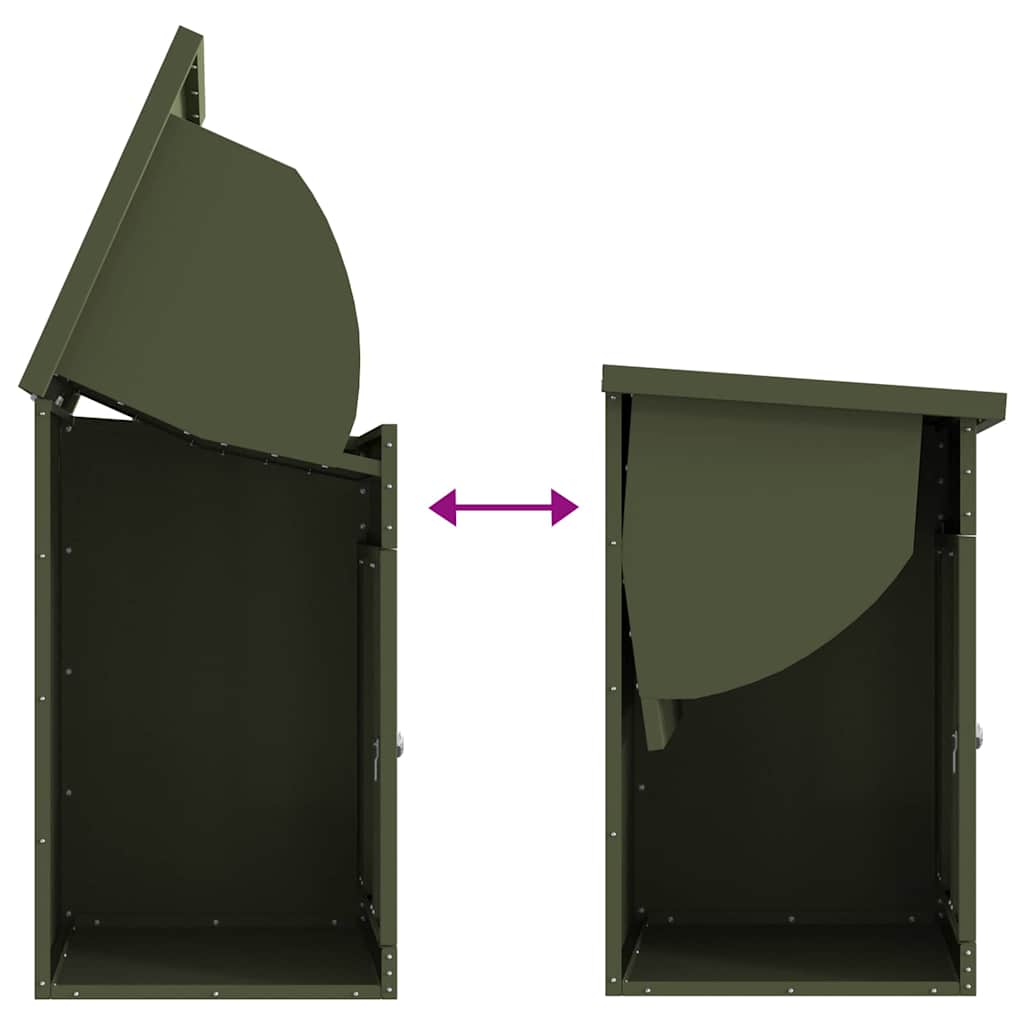 Brevlåda Paketbox Olivgrön 44 x 35 x 59 cm Stål