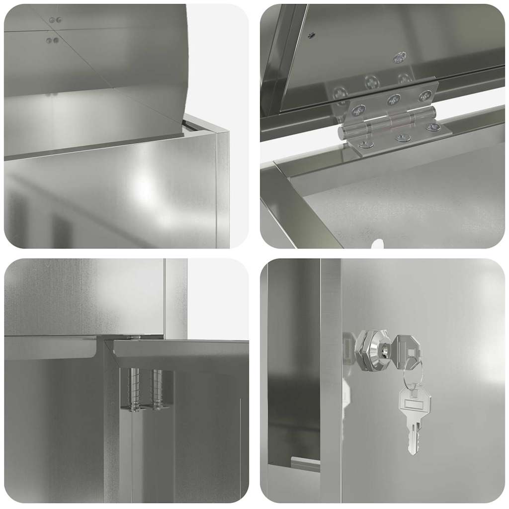 Brevlåda Paketbox Svart 44 x 35 x 59 cm Galvaniserat stål