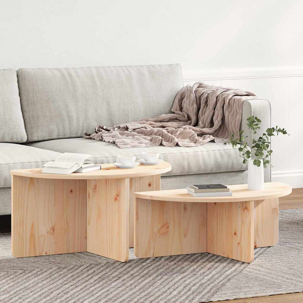 Soffbord Trä 2 pcs Naturfärg 79 x 39.5 x 40 cm Massiv furu