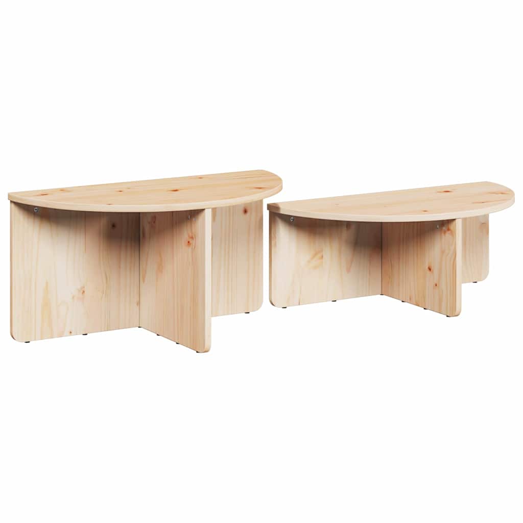 Soffbord Trä 2 pcs Naturfärg 79 x 39.5 x 40 cm Massiv furu