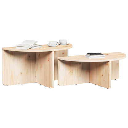 Soffbord Trä 2 pcs Naturfärg 79 x 39.5 x 40 cm Massiv furu