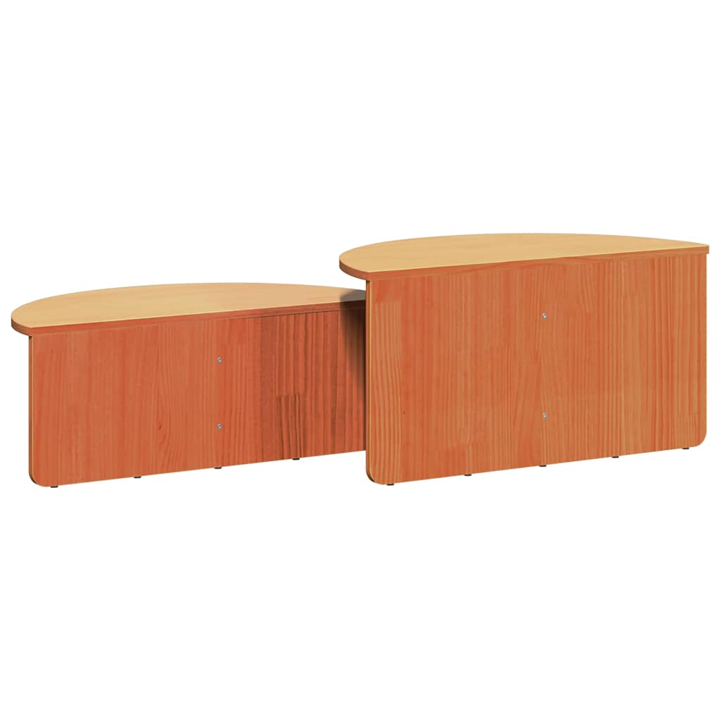 Soffbord Trä 2 pcs Vaxbrun 79 x 39.5 x 40 cm Massiv furu