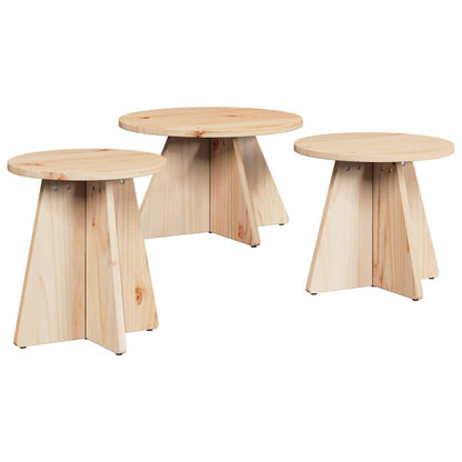 Soffbord Trä 3 pcs Naturfärg 49 x 49 x 30 cm Massiv furu