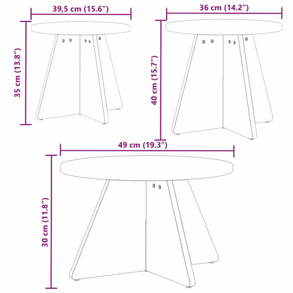 Soffbord Trä 3 pcs Naturfärg 49 x 49 x 30 cm Massiv furu