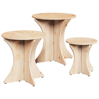 Soffbord Trä 3 pcs Naturfärg 46 x 46 x 47 cm Massiv furu