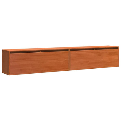 Väggskåp med hylla 2 pcs Vaxbrun 100 x 30 x 35 cm Massiv furu