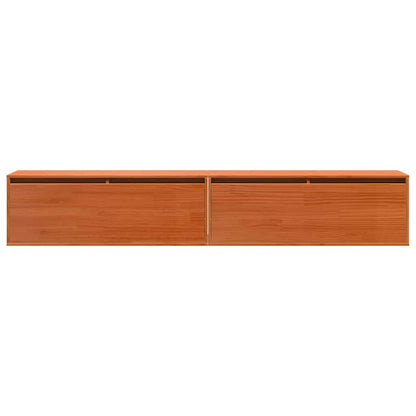 Väggskåp med hylla 2 pcs Vaxbrun 100 x 30 x 35 cm Massiv furu