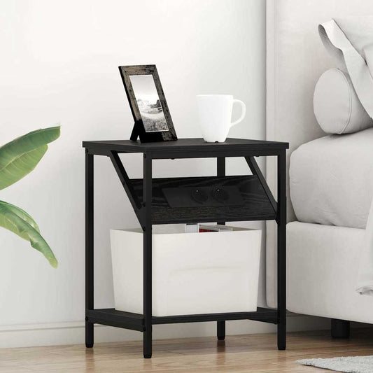 Sängbord 2 pcs Svart ek 38 x 30 x 48 cm Konstruerat trä