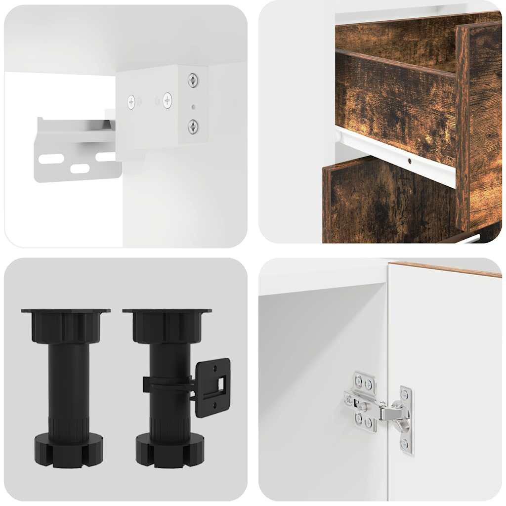 Kökskåpsset med låda Lyon 4 pcs Rökt ek 140 x 46 x 81.5 cm