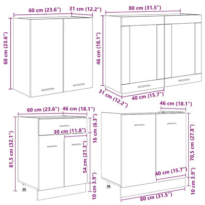 Kökskåpsset med låda Lyon 4 pcs Rökt ek 140 x 46 x 81.5 cm