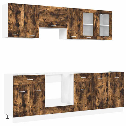 Kökskåpsset med låda Lyon 8 pcs Rökfärgad ek 240 x 46 x 81.5 cm