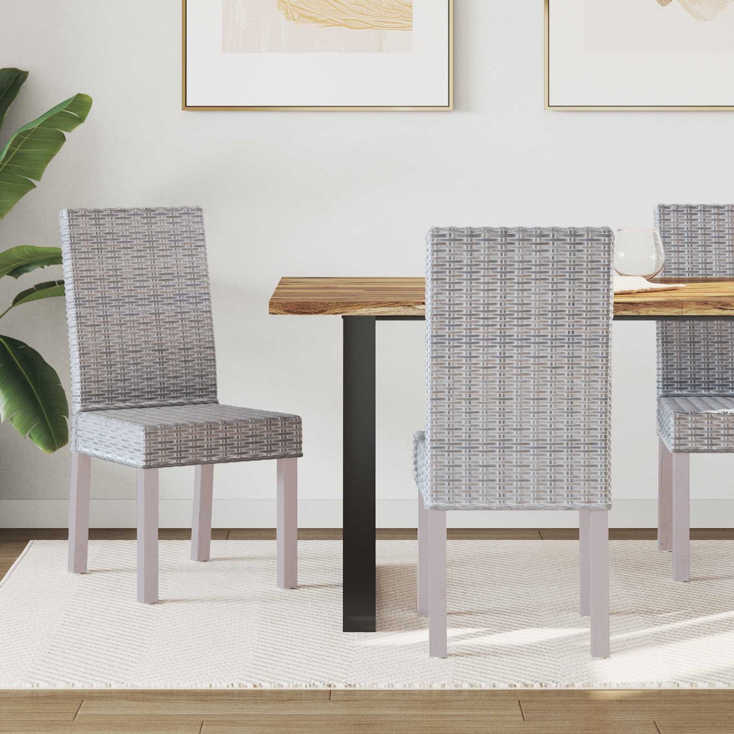 Matstol 2 pcs Vit tvätt 45 x 54 x 93 cm Massivt mahognyträ