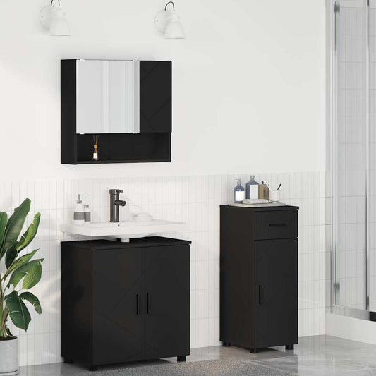 Badrumsmöbelset 3 pcs Svart 61 x 35 x 64 cm
