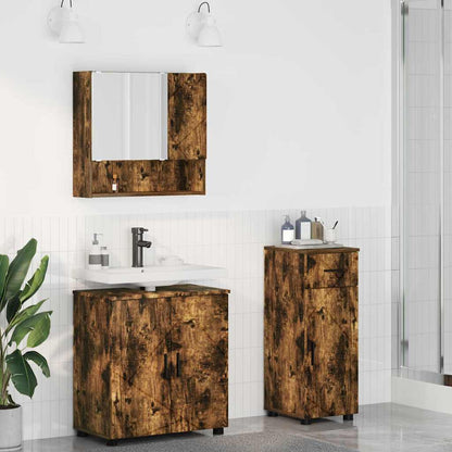 Badrumsmöbelset med låda 3 pcs Rökfärgad Ek 61 x 35 x 64 cm