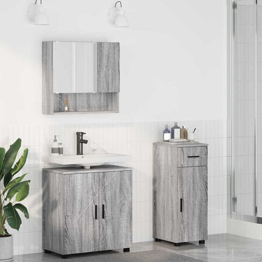 Badrumsmöbelset med låda 3 pcs Sonoma Grå 61 x 35 x 64 cm