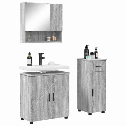 Badrumsmöbelset med låda 3 pcs Sonoma Grå 61 x 35 x 64 cm
