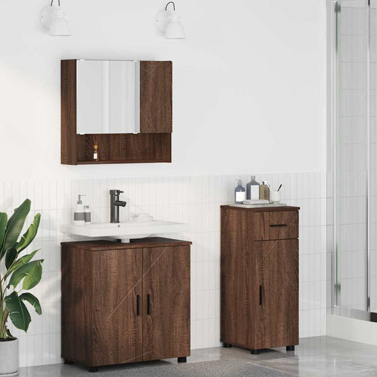 Badrumsmöbelset 3 pcs Brun Ek 61 x 35 x 64 cm