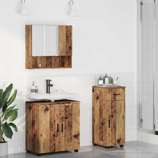 Badrumsmöbelset med låda 3 pcs Åldrat Trä 61 x 35 x 64 cm
