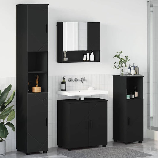 Badrumsmöbelset 4 pcs Svart 61 x 35 x 64 cm