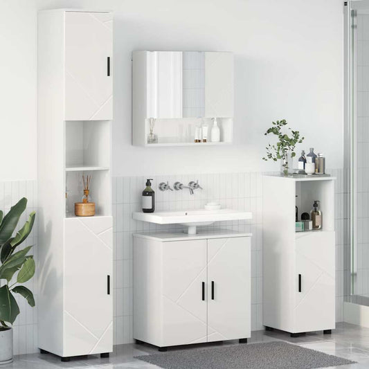 Badrumsmöbelset Väggmonterad 4 pcs Högglans Vit 61 x 35 x 64 cm