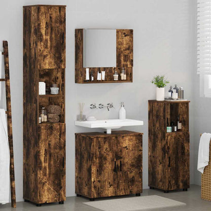 Badrumsmöbelset Väggmonterad 4 pcs Rökfärgad Ek 61 x 35 x 64 cm