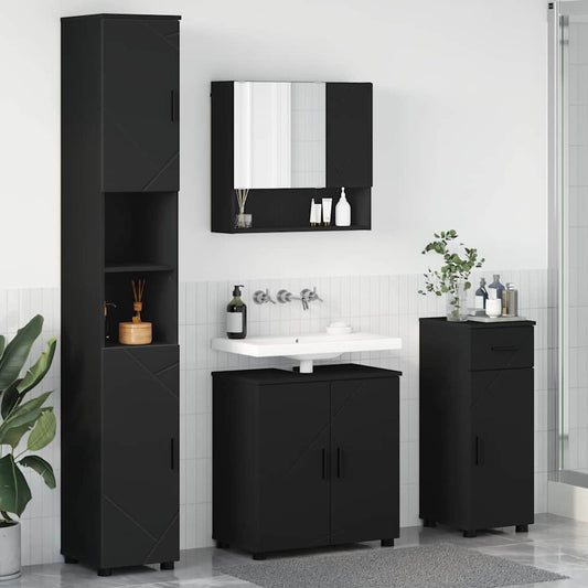 Badrumsmöbelset 4 pcs Svart 61 x 35 x 64 cm