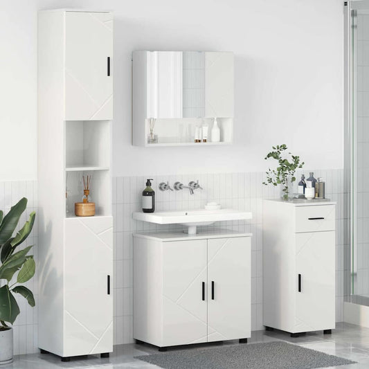 Badrumsmöbelset med låda 4 pcs Högglans Vit 61 x 35 x 64 cm