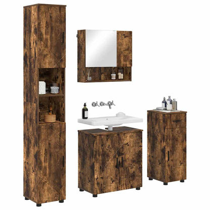 Badrumsmöbelset med låda 4 pcs Rökfärgad Ek 61 x 35 x 64 cm